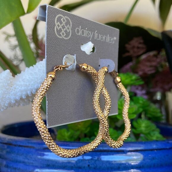 Hexagon Gold Hoops Daisy Fuentes Fashion Earrings $16ea / 3 for $25 - Picture 9 of 9